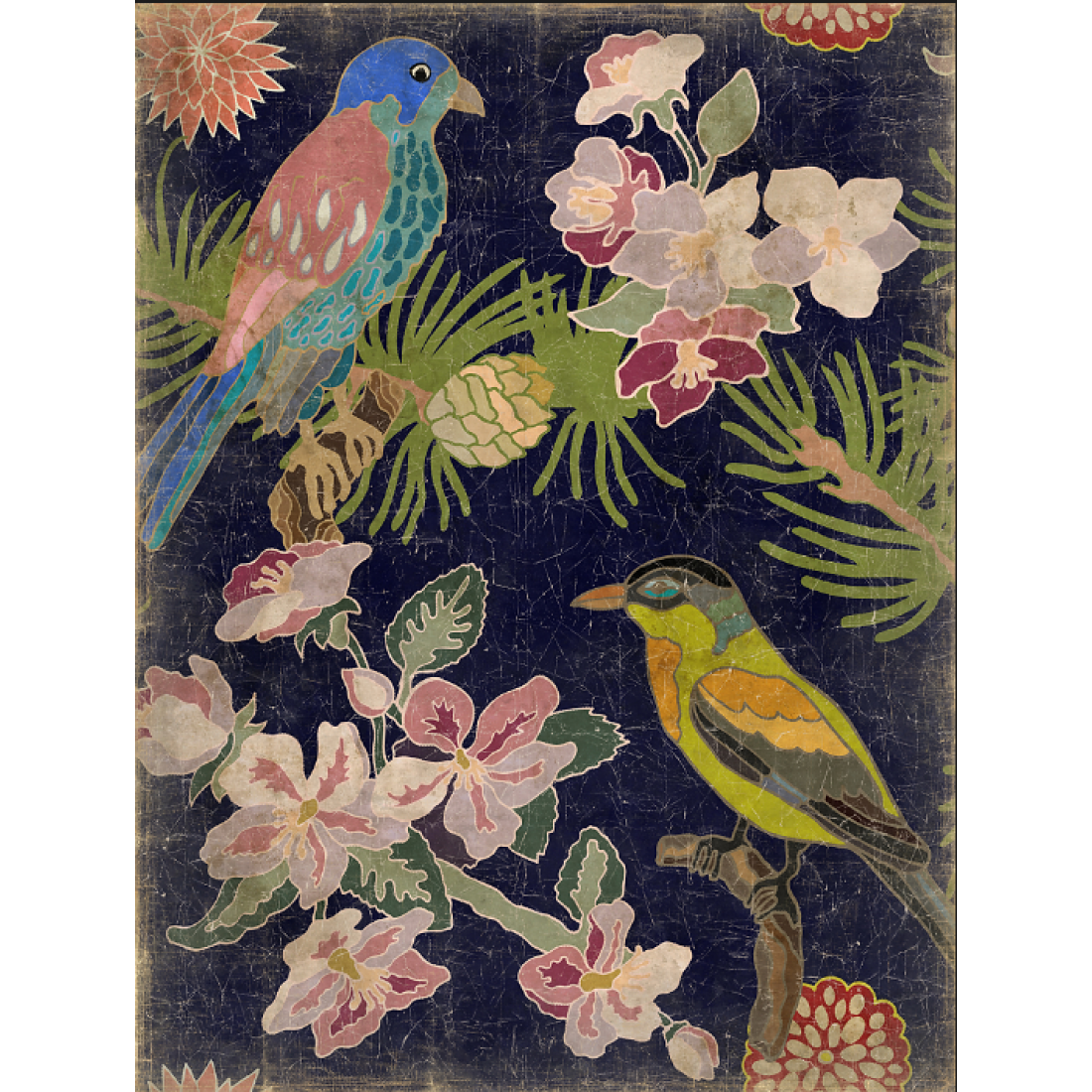 Porte-courrier Mural Ancien En Papier Mâché – Décor Oiseaux, Faisan, Canard – Signé